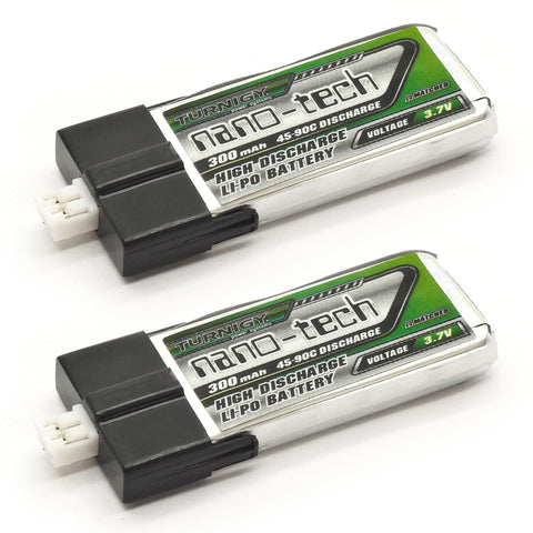 2pcs Turnigy Nano-Tech 300mAh 1S LiPo Battery Pack 3.7V 45C 90C FBL100 mCP-x