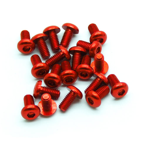 20pcs M3x6mm Button Head Screws Anodized 6063 Aluminum Hex Socket (Red)