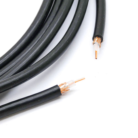 10FT RG58 Coaxial Cable Shielded with Black PVC Jacket Solid Copper Core
