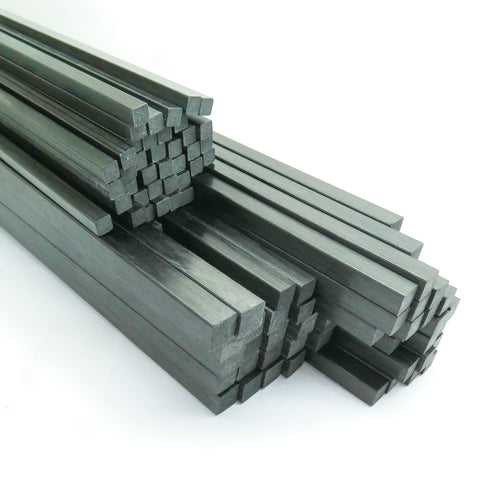 250mm/500mm Pultruded Carbon Fiber Square Rod Bar Stock 6/8/10mm Width