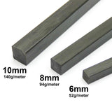 250mm/500mm Pultruded Carbon Fiber Square Rod Bar Stock 6/8/10mm Width
