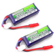2pcs Turnigy Nano-Tech 300mAh 2S LiPo Battery Pack 7.4V 35C 70C JST Plug