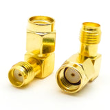 10pcs Coaxial Right Angle Converter Adapters (RP-SMA Male to SMA Female)