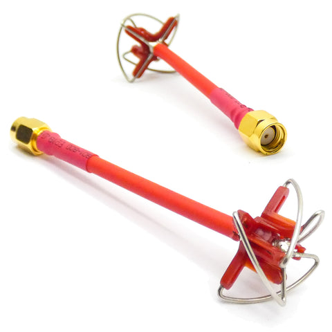 2pcs 5.8GHz Cloverleaf Antenna FPV Receiver Transmitter 5dbi RHCP RP-SMA (Red)