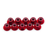 10pcs M5 Aluminum Locking Hex Nuts with Nylon Lock Insert Anodized Red