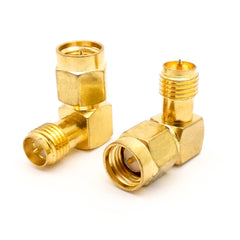 2pcs 90 Degree Coaxial Adapter SMA Male to RP-SMA Female Gold Plated
